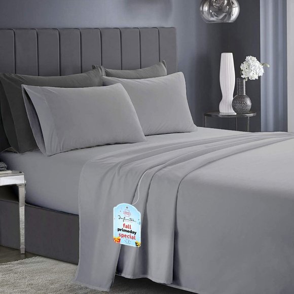 *New Queen or King 1800 TC Series 4 Piece Bed Sheets - Soft Brushed Microfiber F - Picture 1 of 8